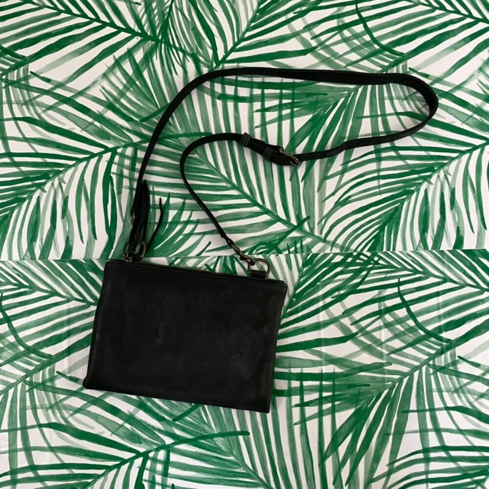 Able Black Leather Martha Snap Crossbody Purse